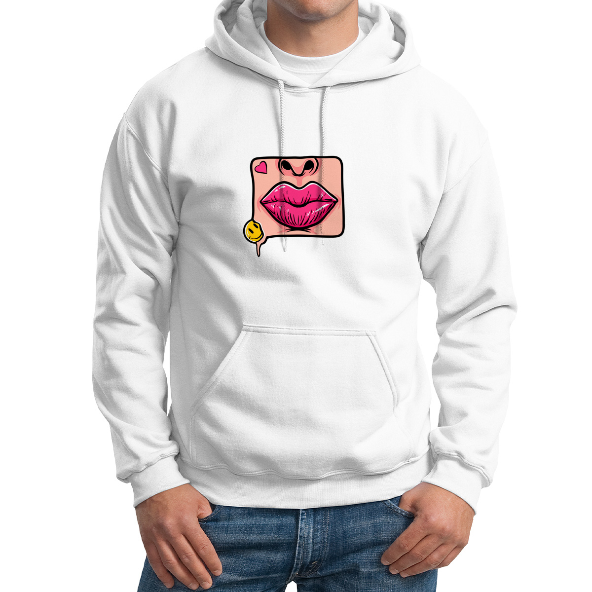 

Худи унисекс CoolPodarok Илюстрация. Губы смайл белое 48 RU, M0501653