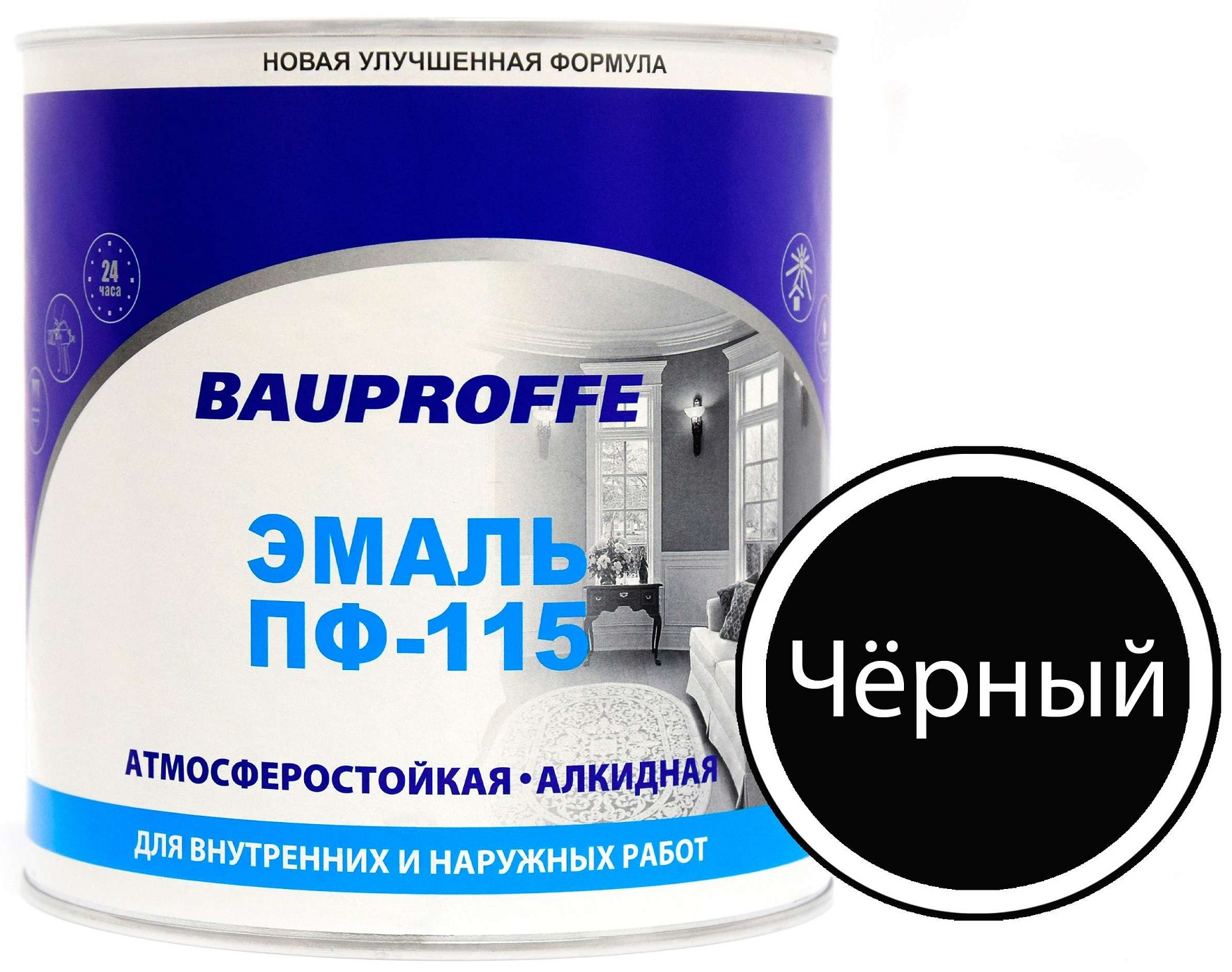

Эмаль BAUPROFFE ПФ-115 2,7кг черная глянцевая