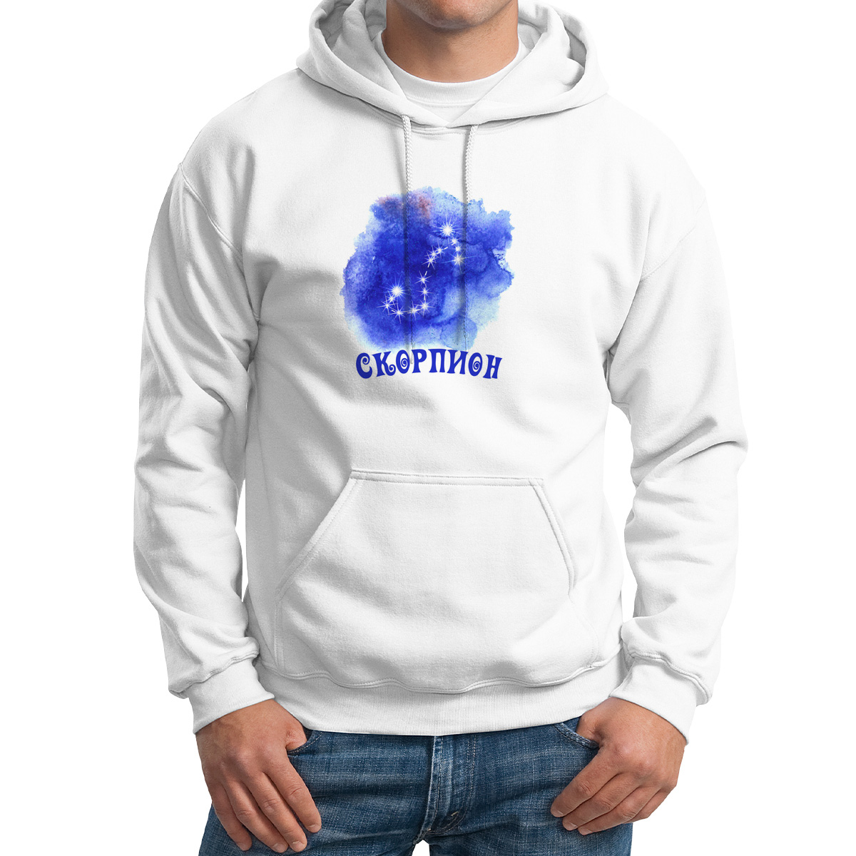

Худи унисекс CoolPodarok Знаки зодиака. Скорпион белое 48 RU, M0501633