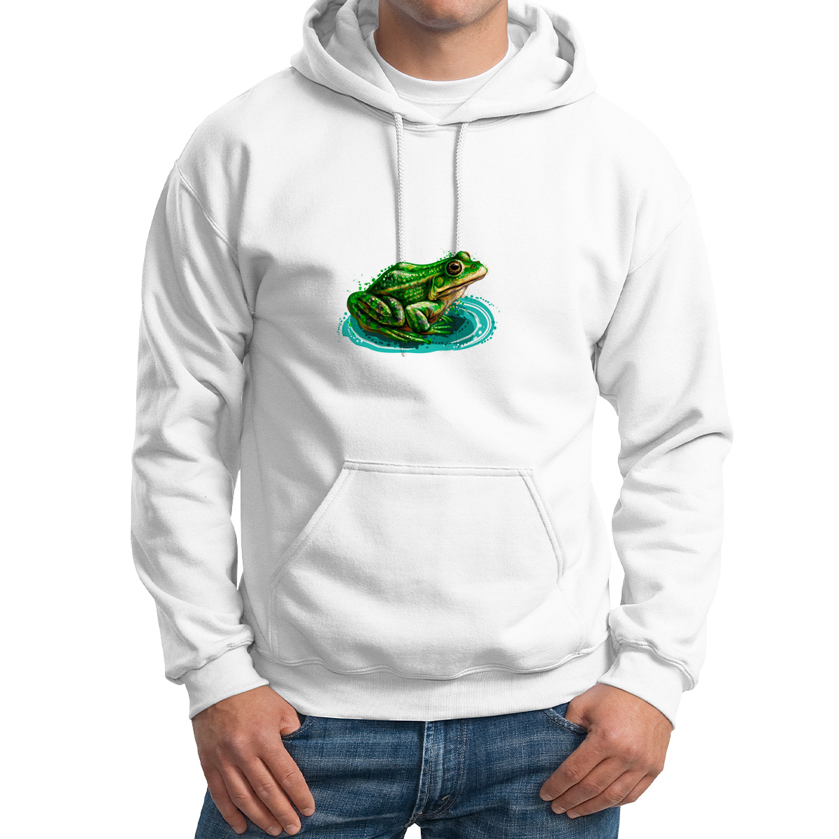 

Худи унисекс CoolPodarok Животные. Лягушка белое 48 RU, M0501601