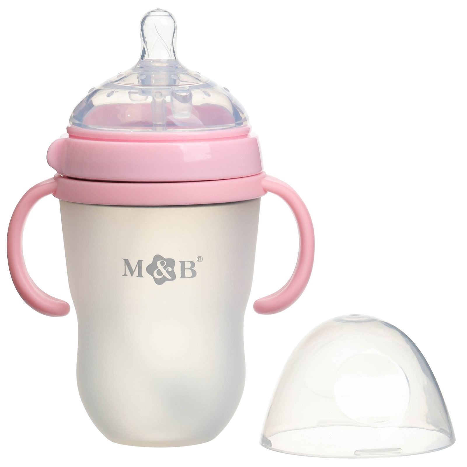 

Бутылочка для кормления M&B, ШГ O70мм, 6м+, 250мл, с ручками, силиконовая колба,розовый, Р00008486