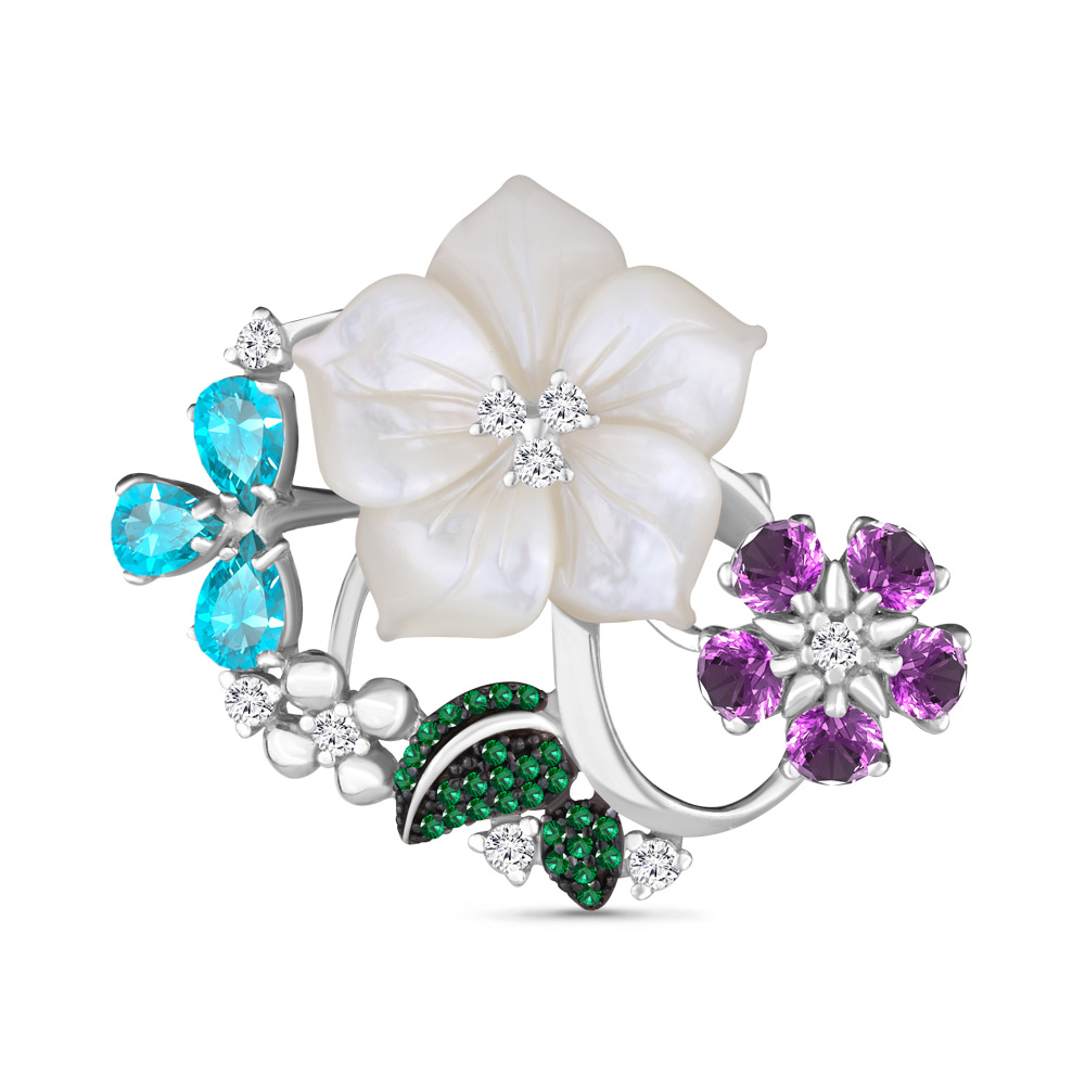 

Брошь из серебра с топазом Aquamarine 7277430Г_925_р, 7277430Г_925_р
