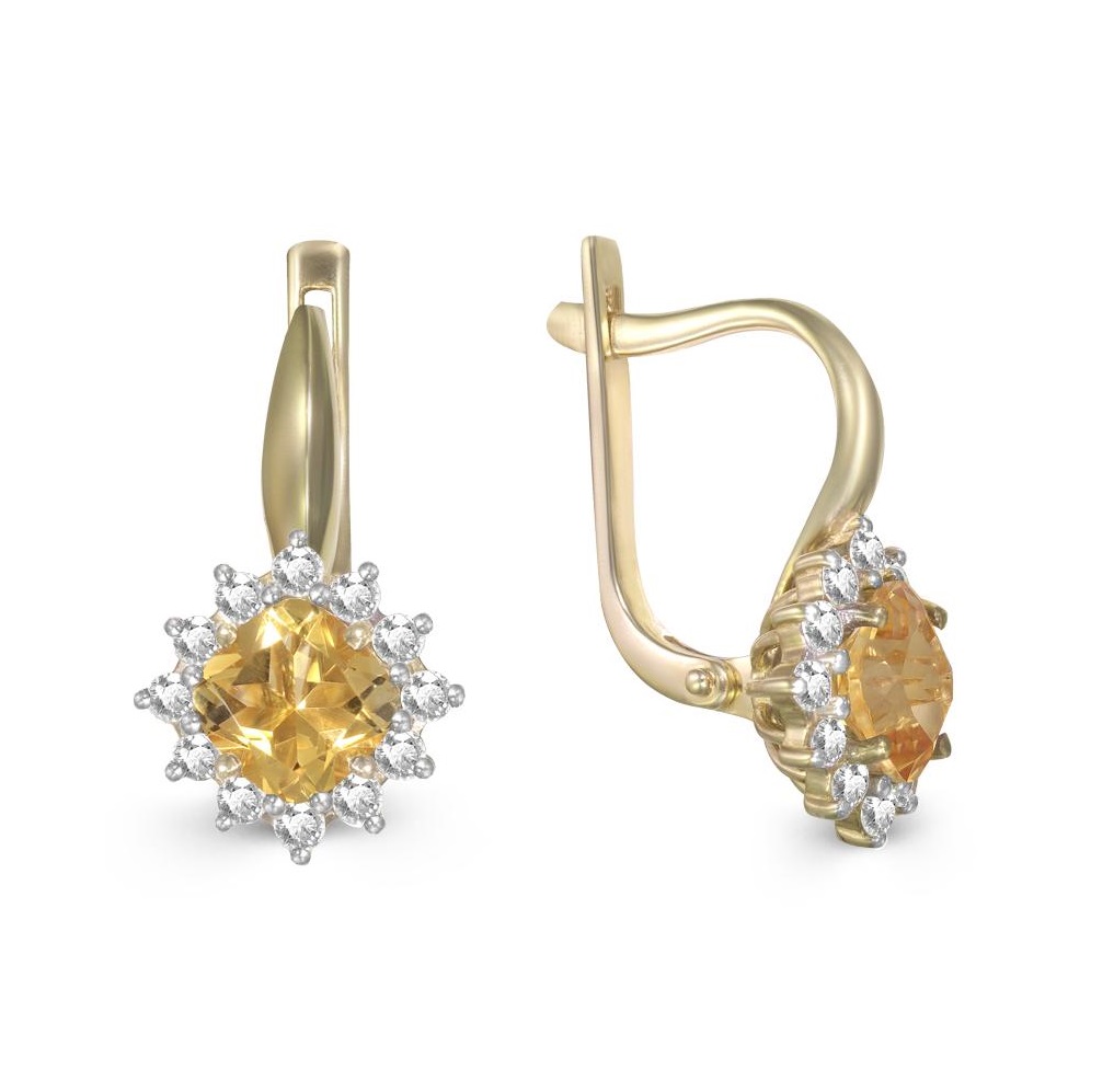 

Серьги из желтого золота с цитрином NEWGOLD 302020291071zt, 302020291071zt