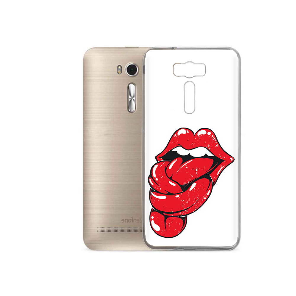 

Чехол MyPads Tocco для Asus ZenFone 2 Laser (ZE500KL) яркие губы с языком, Прозрачный, Tocco