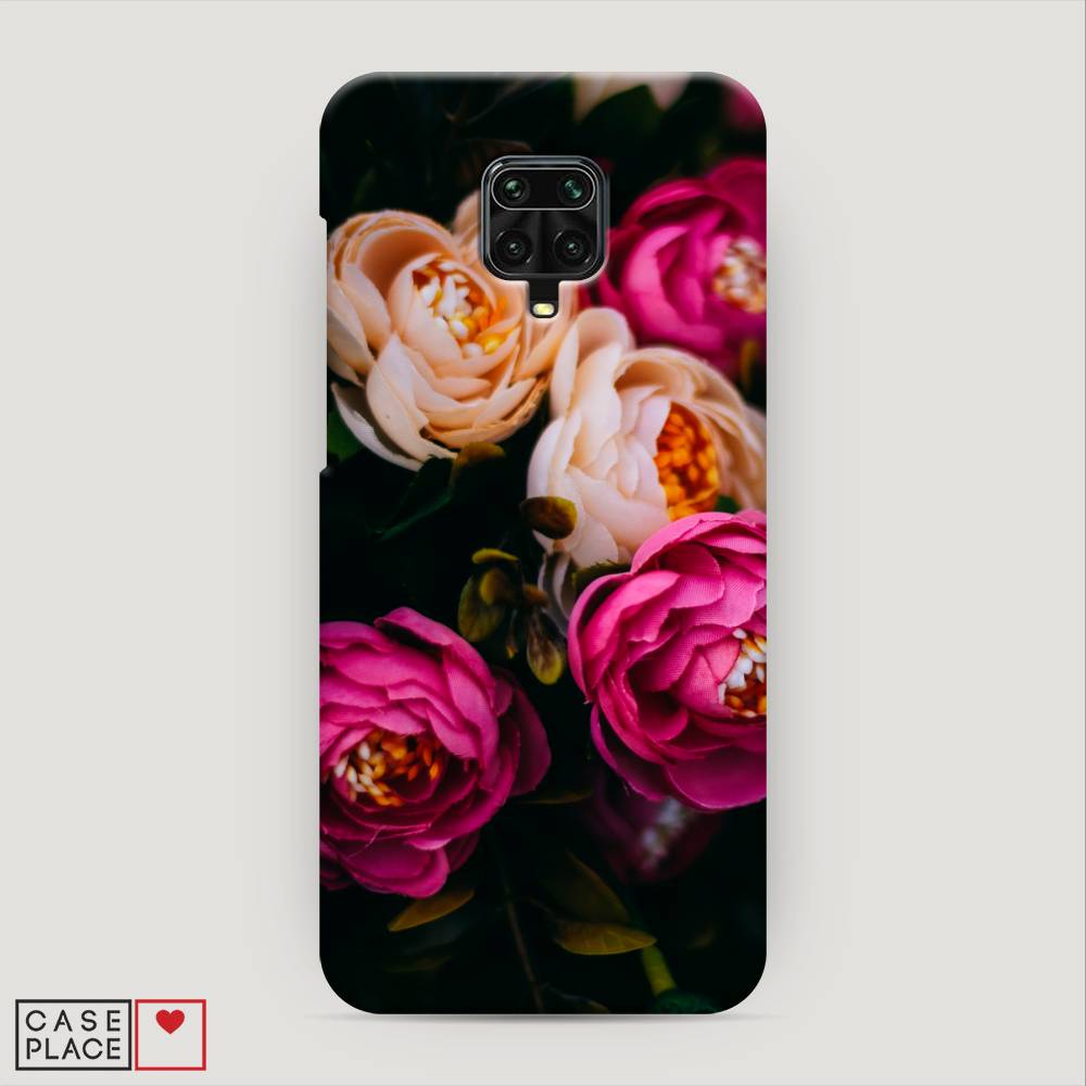 

Пластиковый чехол "Розовые пионы на черном" на Xiaomi Redmi Note 9 Pro, 38020-6