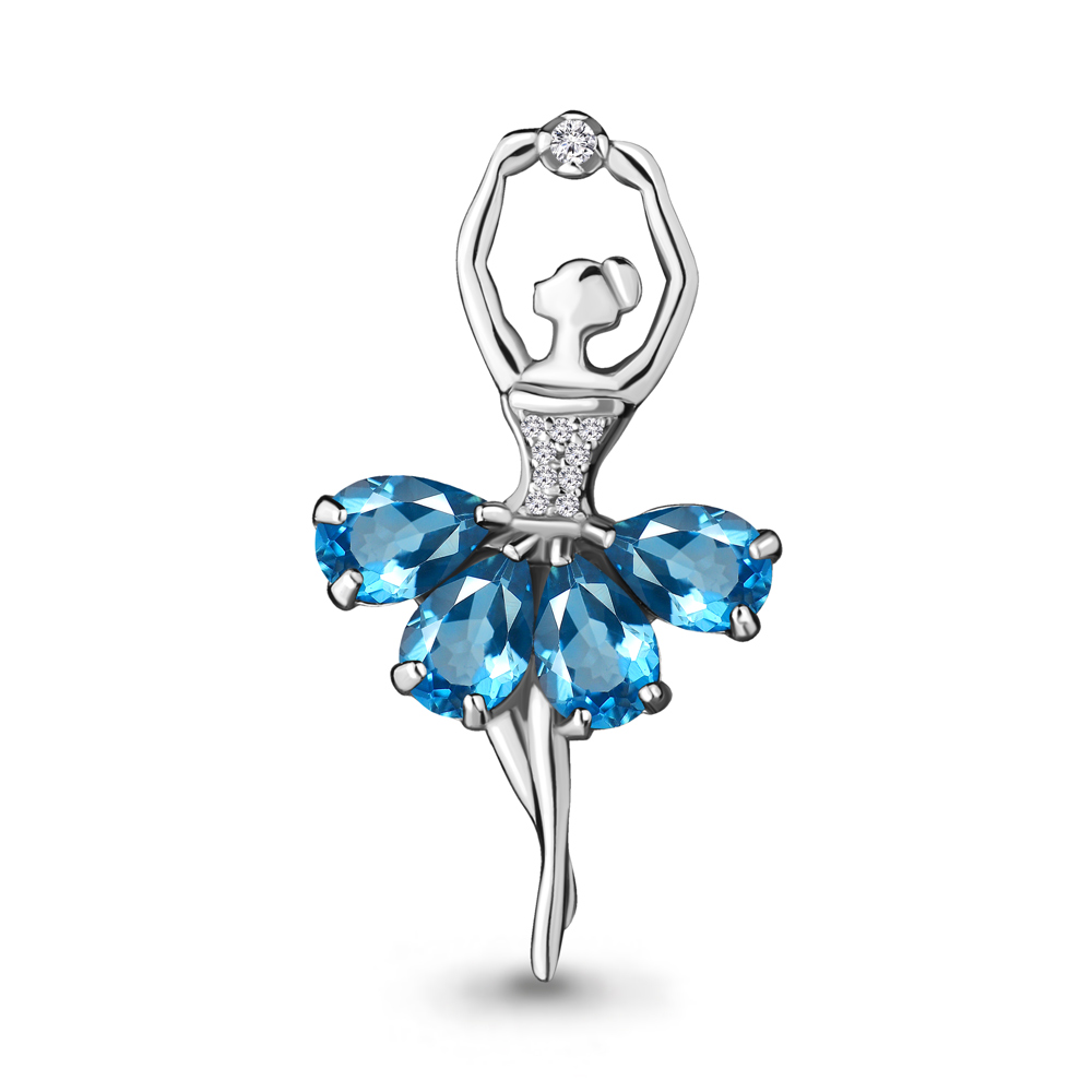 

Брошь из серебра с топазом Aquamarine 7263305А_925_р, 7263305А_925_р