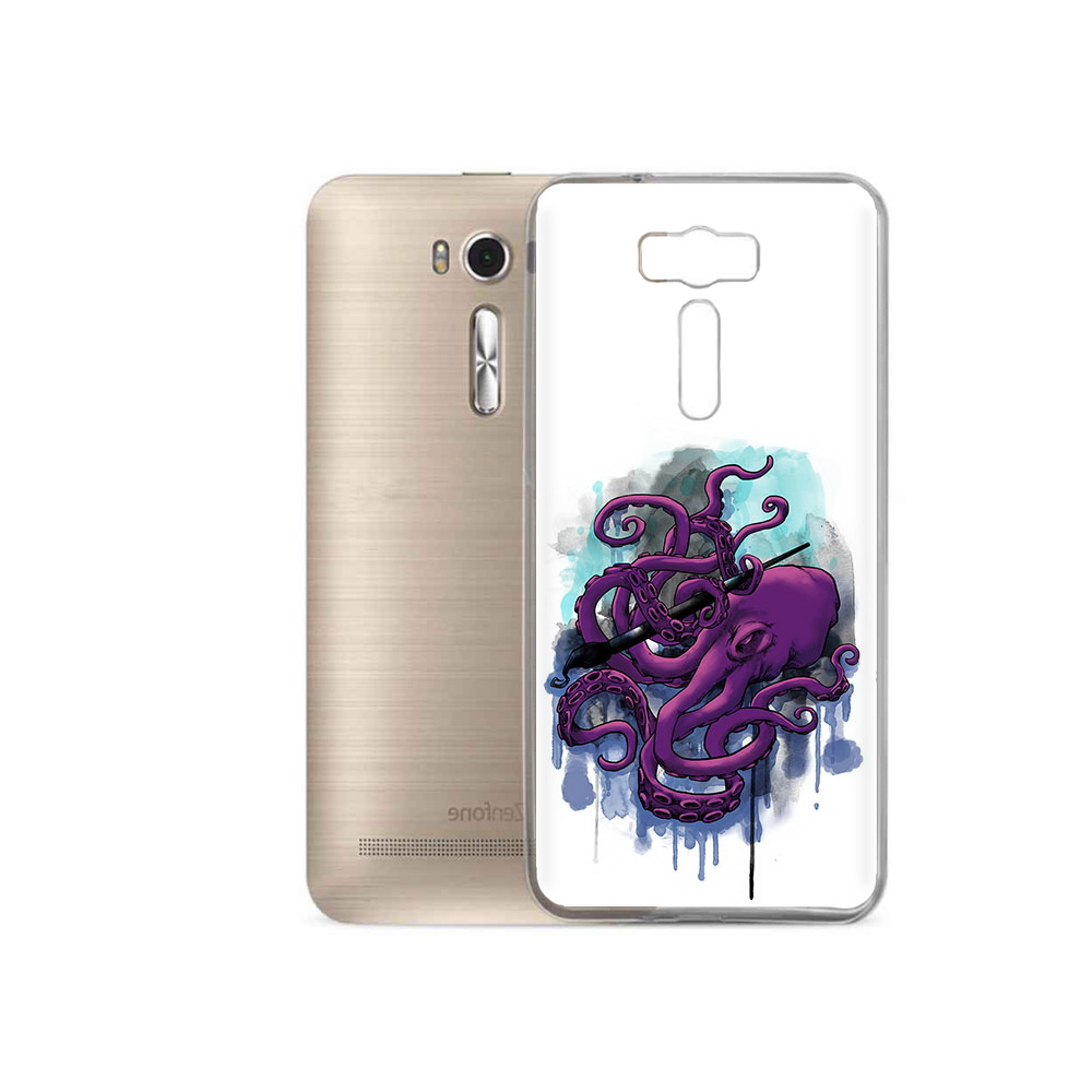 

Чехол MyPads Tocco для Asus ZenFone 2 Laser (ZE500KL) фиолетовый осьминог, Прозрачный, Tocco