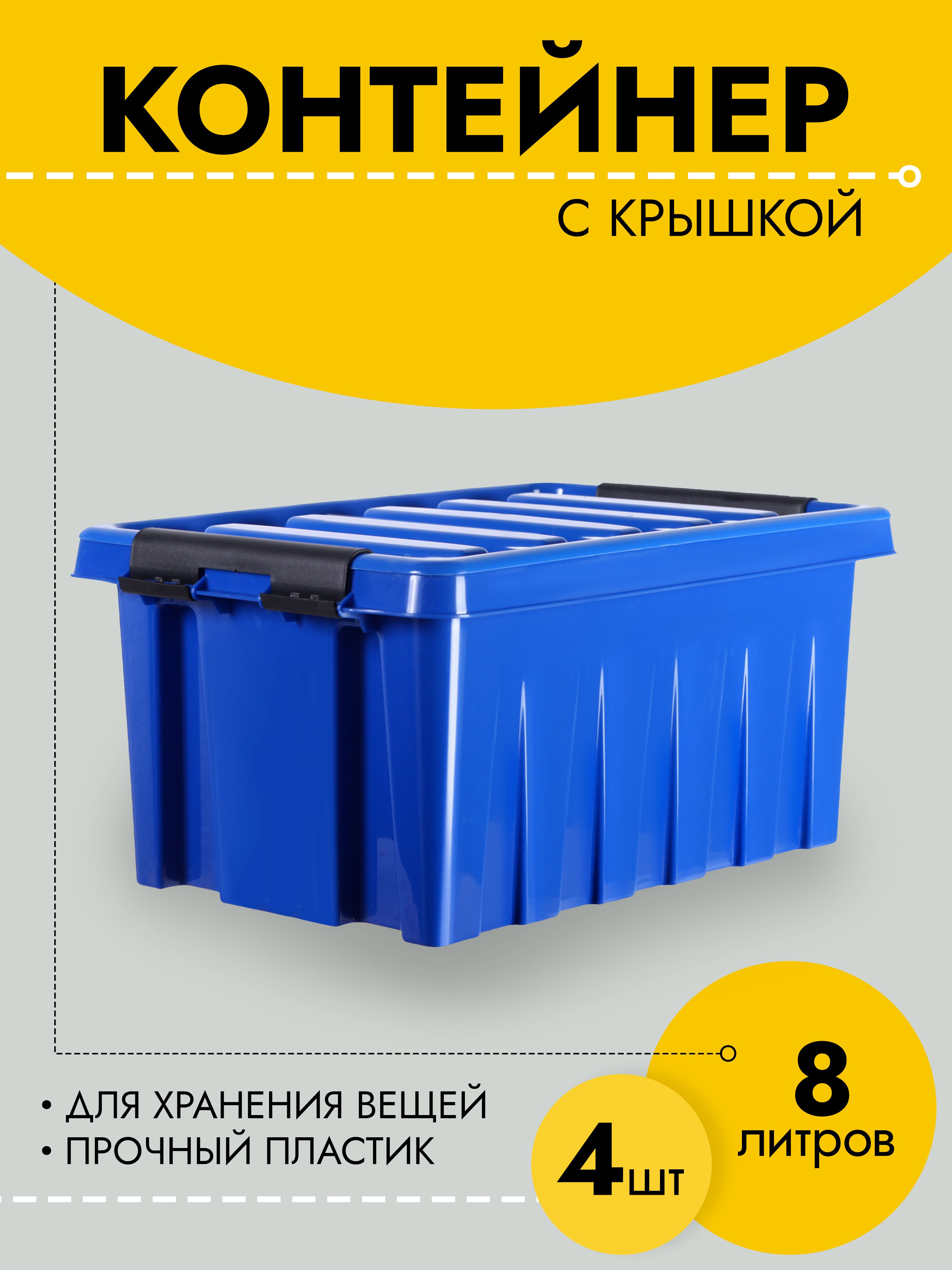 

Контейнер Rox Box RB008-00.06-4 для хранения вещей, синий, 30x20x15 см, пластик, RB008-00.06