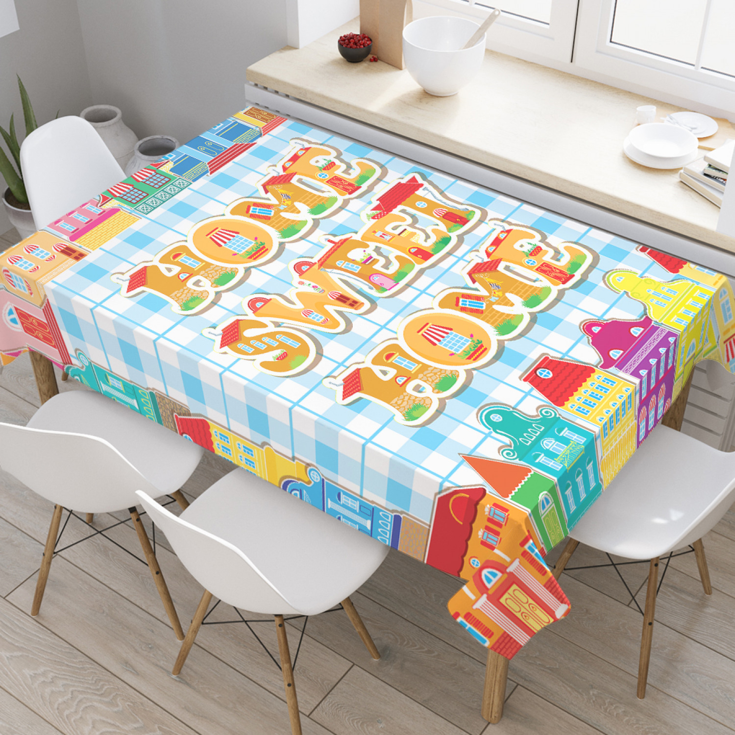 

Скатерть прямоугольная JoyArty "Милые домики" из оксфорда, 120x145 см, Милые домики