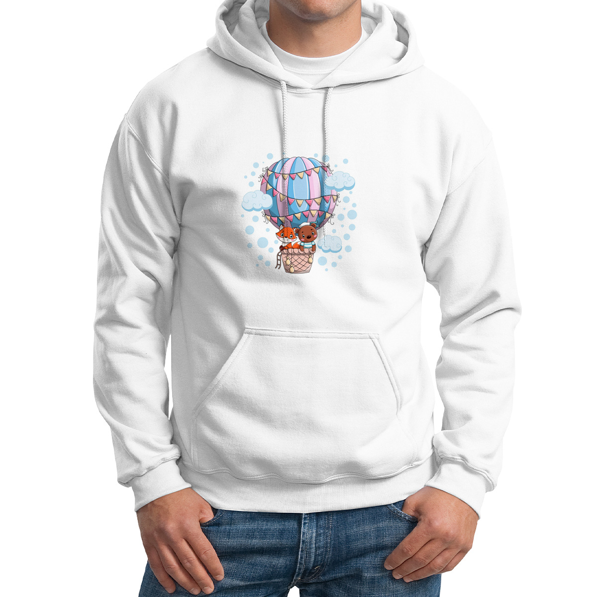 

Худи унисекс CoolPodarok Дети.Лисенок с медвежонком белое 48 RU, M0501584