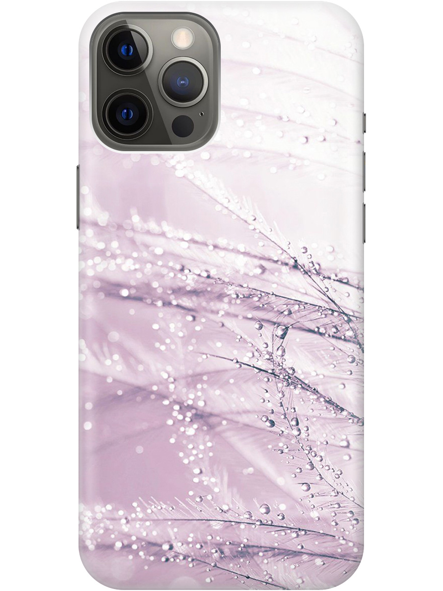 

Силиконовый чехол на Apple iPhone 12 Pro Max с принтом "Капли на розовой траве" прозрачный, Розовый, 20000398