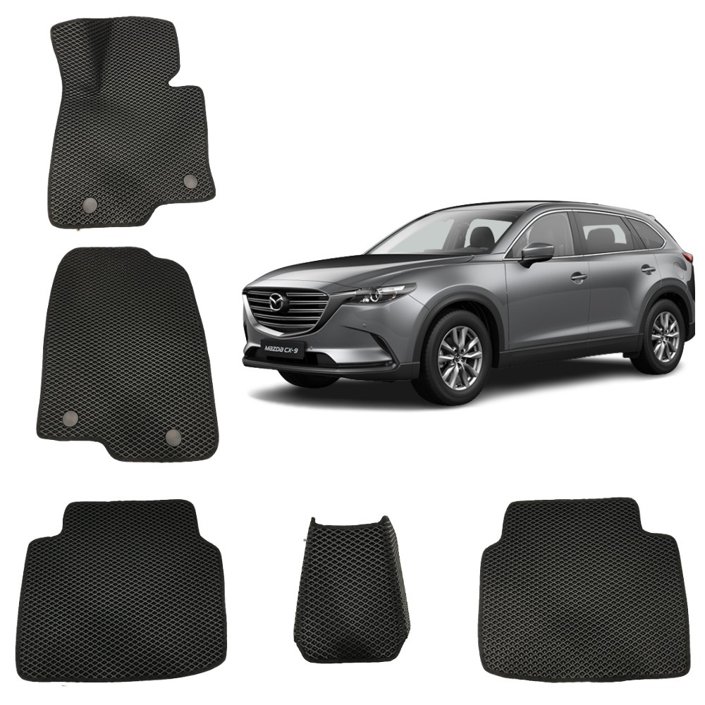3-D Авто EVA коврики в салон Mazda СХ 9 2 / Мазда СХ 9 2 поколение Черный / Черный кант