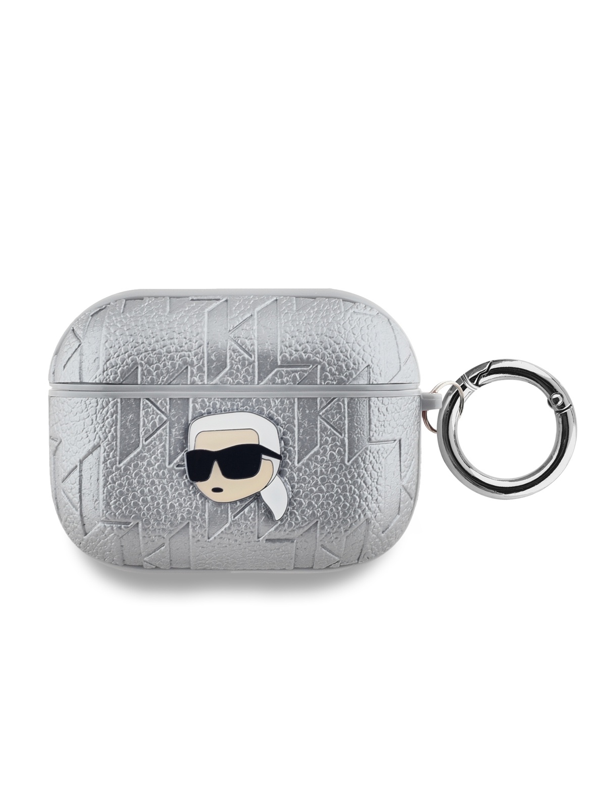 Чехол Karl Lagerfeld для Airpods Pro из экокожи и карабином Metal logo 600021010432 серебристый