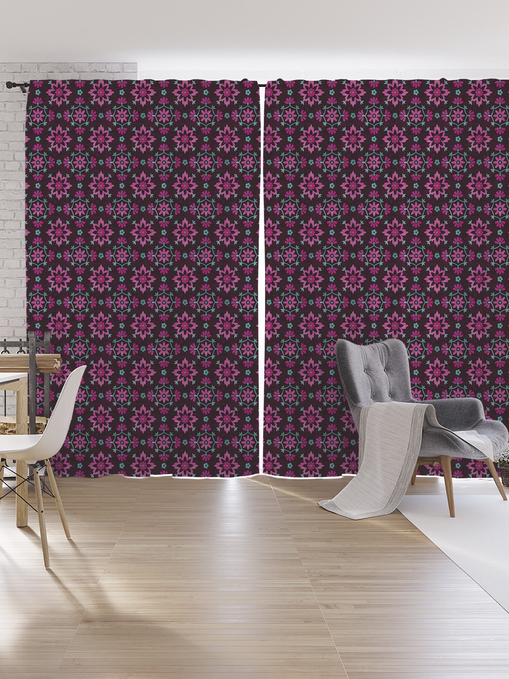 

Шторы под лён JoyArty "Вектор в восточном стиле", серия Oxford DeLux, 340х265 см, Вектор в восточном стиле