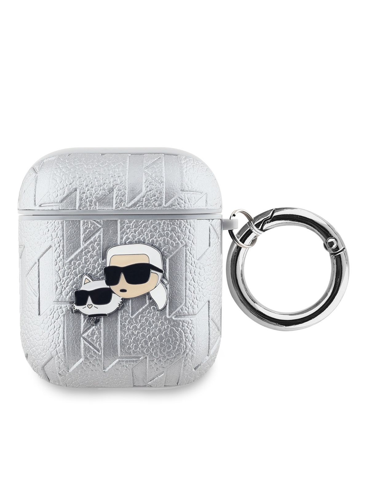 

Чехол Karl Lagerfeld для Airpods 1/2 из экокожи и карабином Metal logo, серебристый