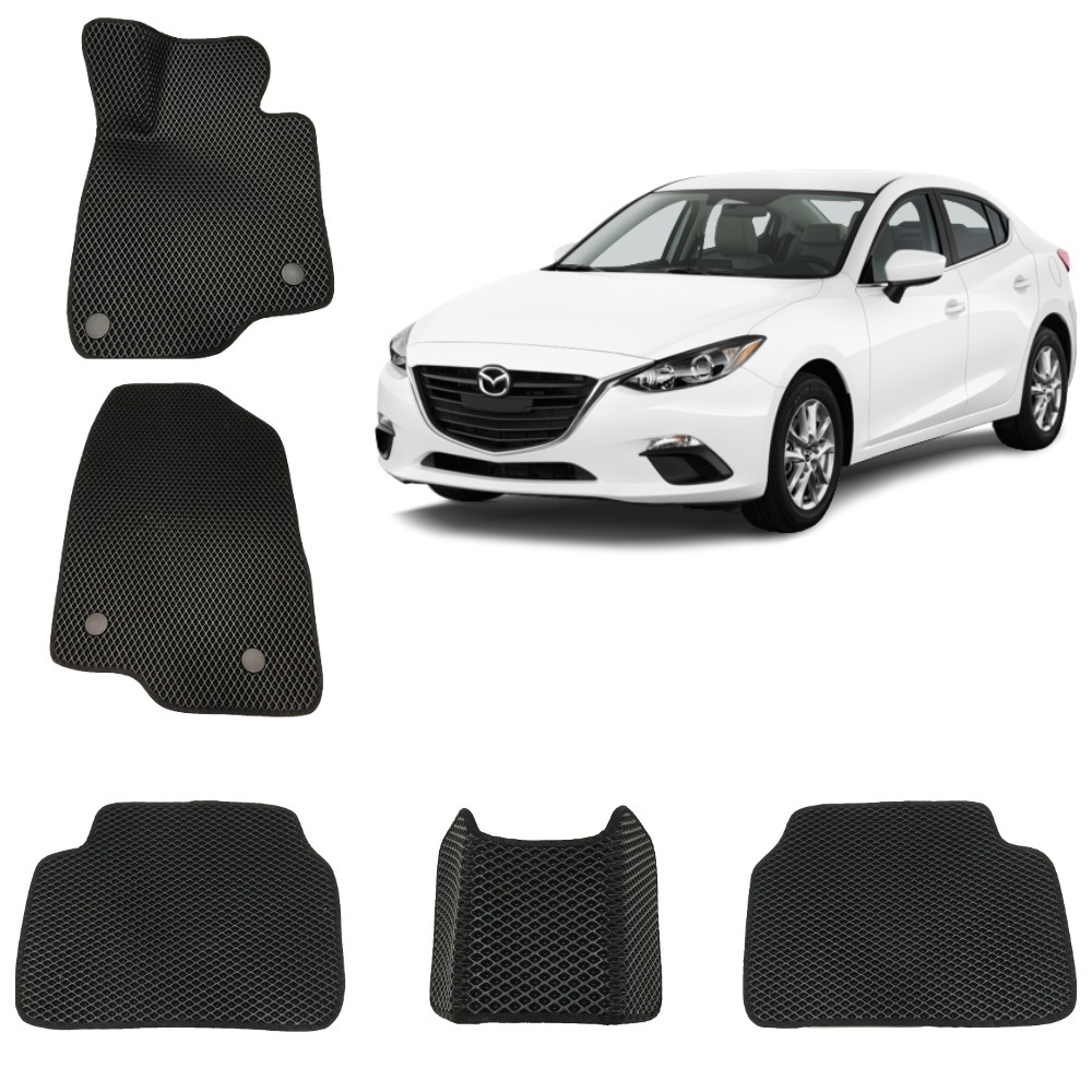 3-D Авто EVA коврики в салон MAZDA 3 BM 3 / МАЗДА 3 ВМ 3 поколение (Черный / Черный кант)