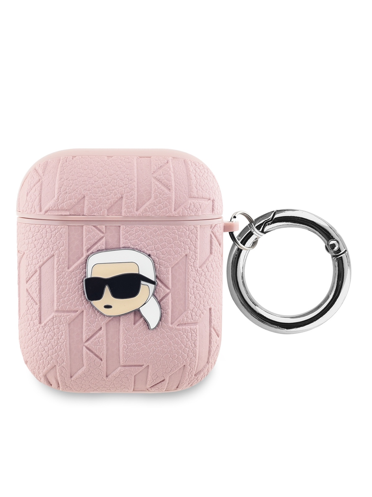 

Чехол Karl Lagerfeld для Airpods 1/2 с металлическим логотипом с карабином, розовый