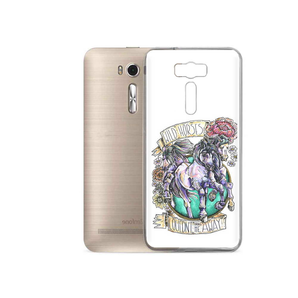 

Чехол MyPads Tocco для Asus ZenFone 2 Laser (ZE500KL) рисунок коней в цветах, Прозрачный, Tocco
