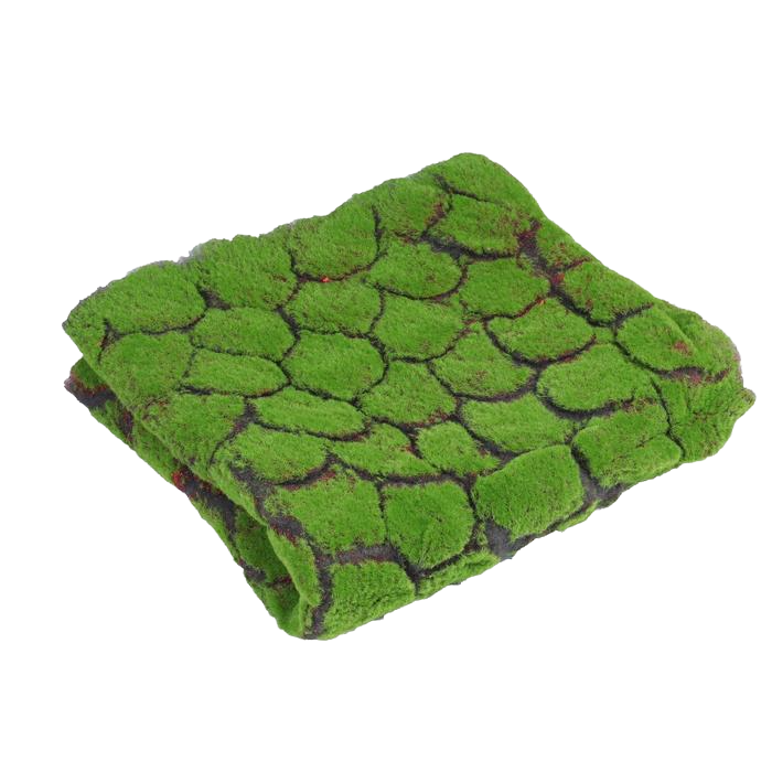 фото Мох искусственный декоративный полотно 1 ? 1 м рельефный камни зелёный на чёрном greengo