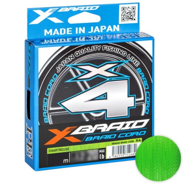 Шнур Ygk X-braid Cord X4 300м. 0.117мм. 0.5PE CHARTREUSE