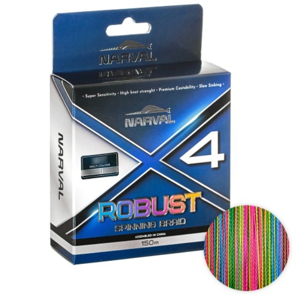 

Шнур Narval Fishing Robust X4 PE 150m (multicolour) #1.5/0.205mm 11.40kg/25lb, Разноцветный, NVLRBS150M1.5