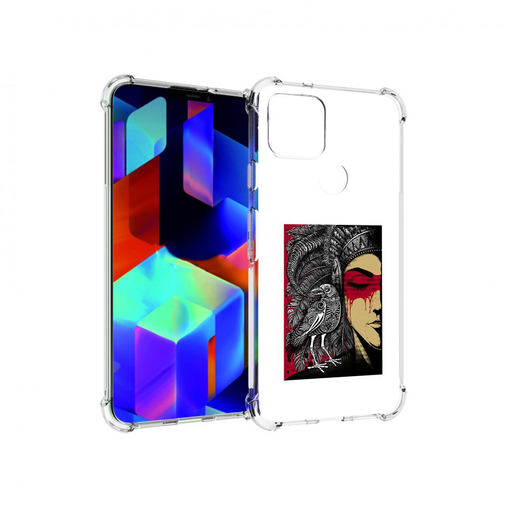 

Чехол MyPads Tocco для Google Pixel 5 девушка с вороном в абстракции, Прозрачный, Tocco