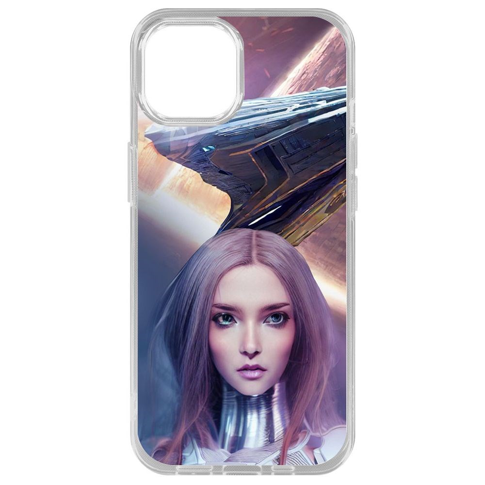 

Чехол-накладка Krutoff Clear Case Космодевушка для iPhone 14 Plus