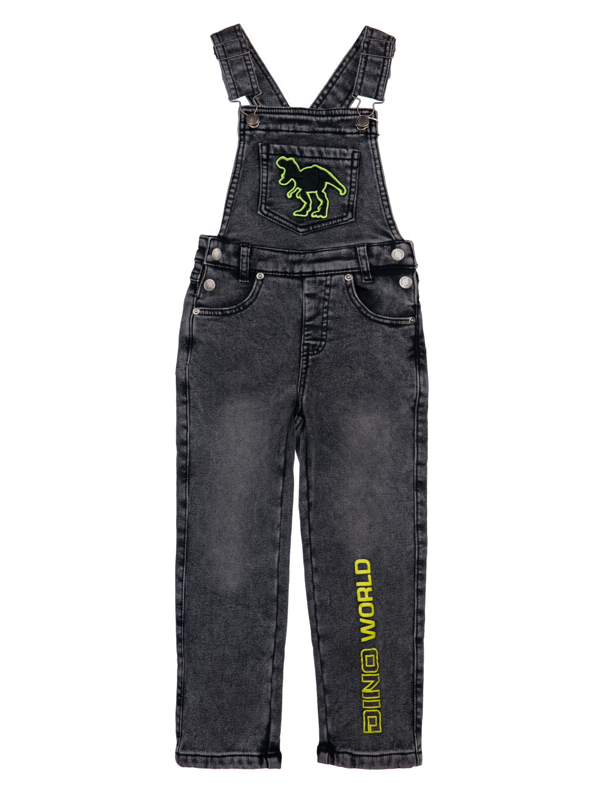 Полукомбинезон джинсовый утепленный флисом для мальчиков PlayToday, черный, 116