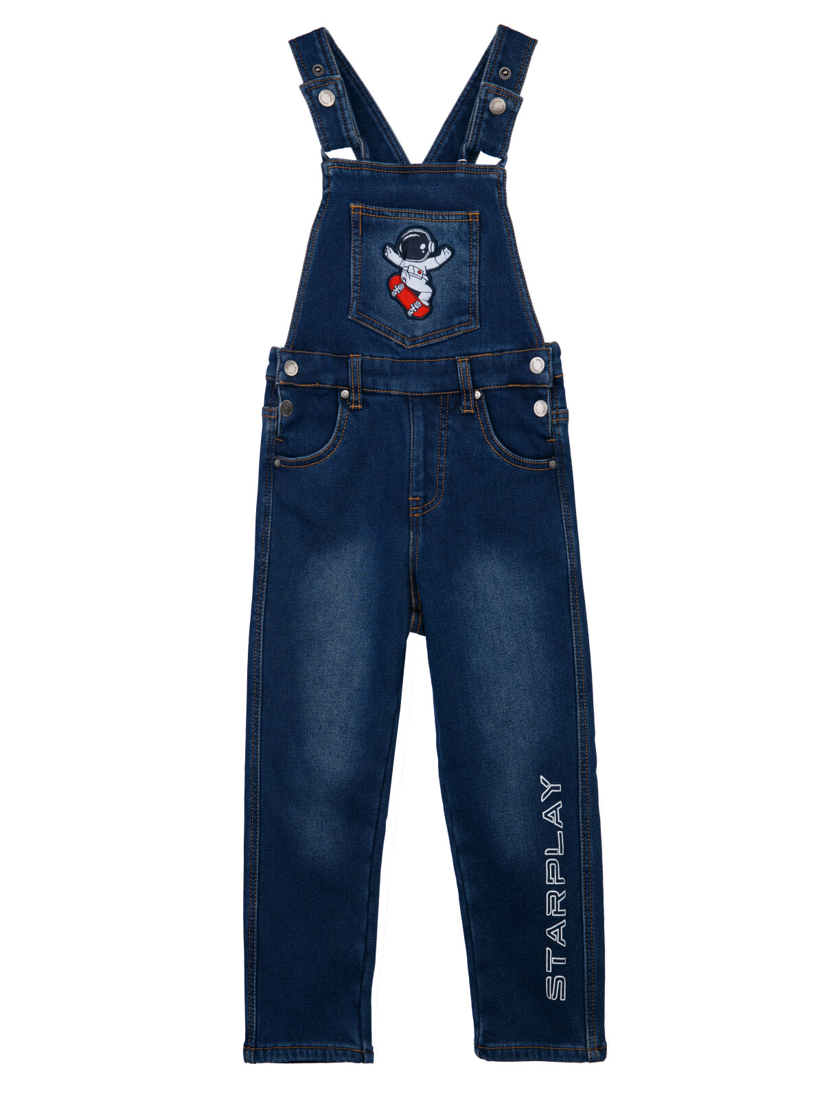 Полукомбинезон текстильный джинсовый утепленный флисом для мальчиков PlayToday, синий, 98