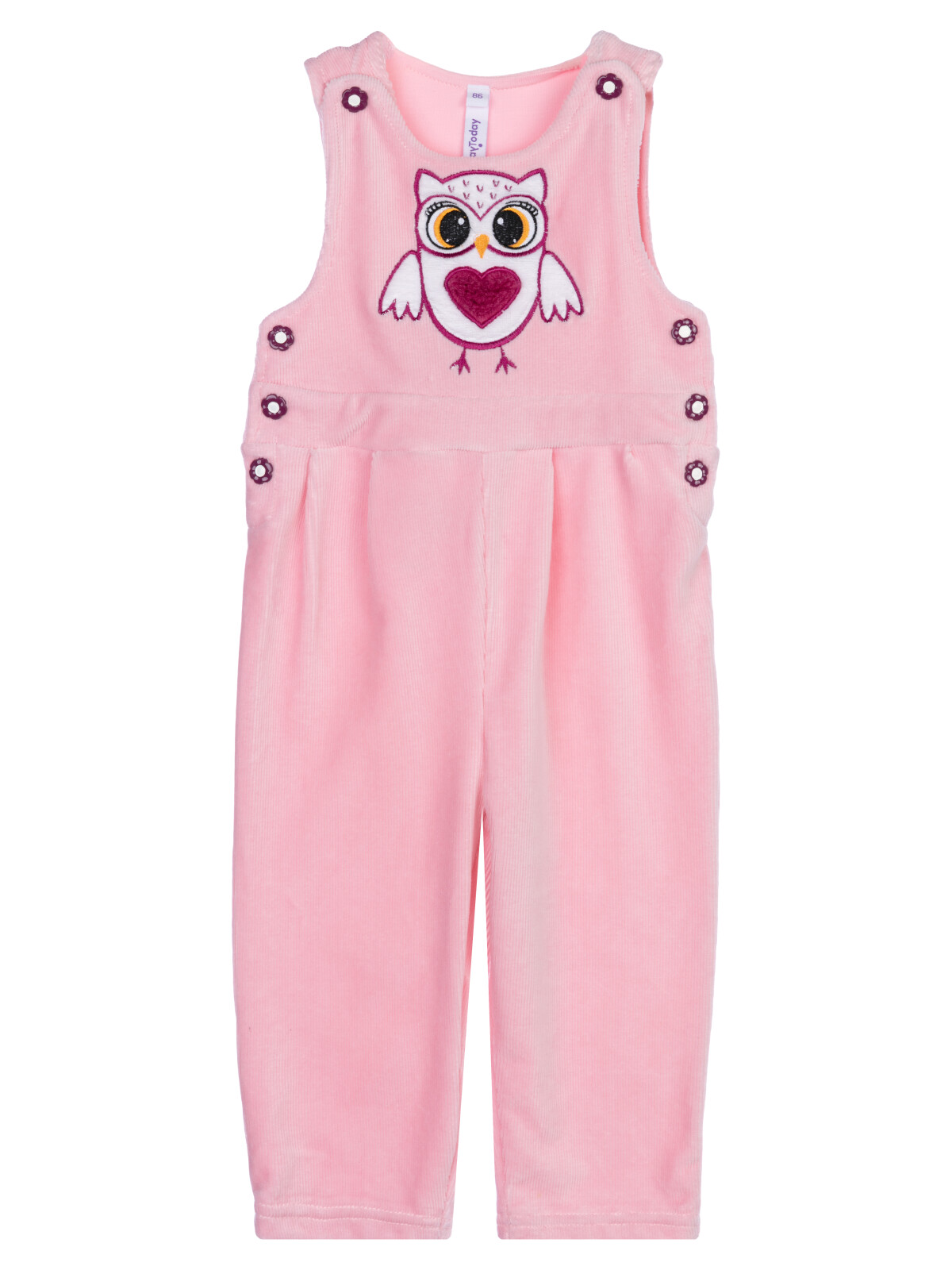 Полукомбинезон детский трикотажный для девочек PlayToday, светло-розовый, 80