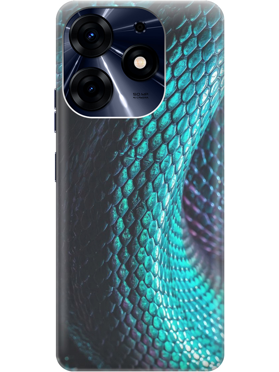 

Силиконовый чехол на Tecno Spark 10 Pro с принтом "Переливающаяся змея" прозрачный, Зеленый;синий, 20001075