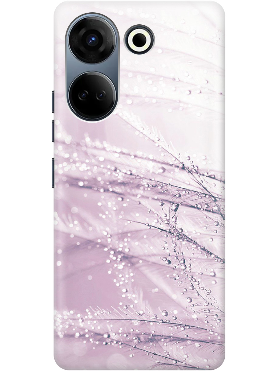 

Силиконовый чехол на Tecno Camon 20/20 Pro с принтом "Капли на розовой траве" прозрачный, Розовый, 20000097