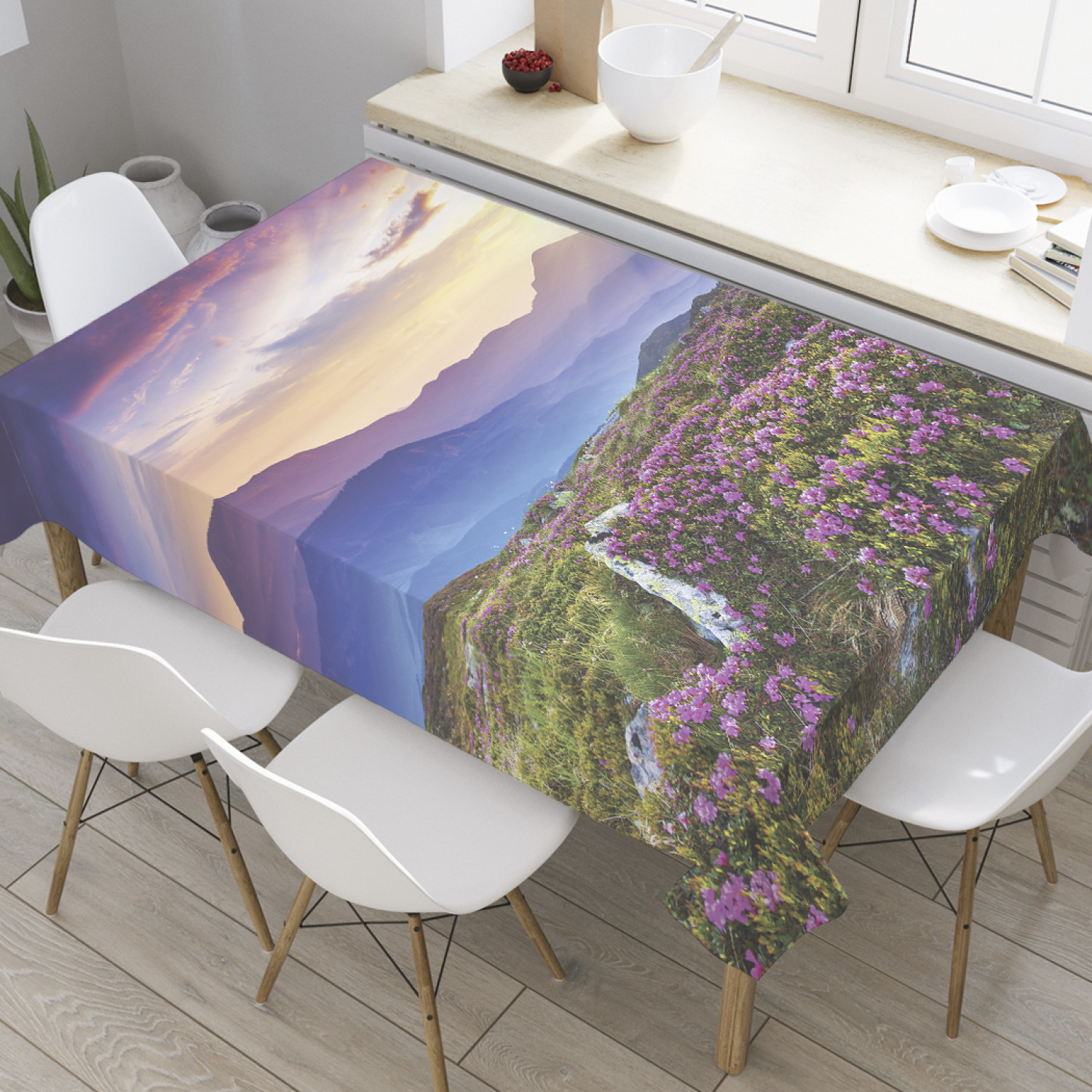 

Скатерть прямоугольная JoyArty "Запах гор" из оксфорда, 120x145 см, Фиолетовый, Запах гор