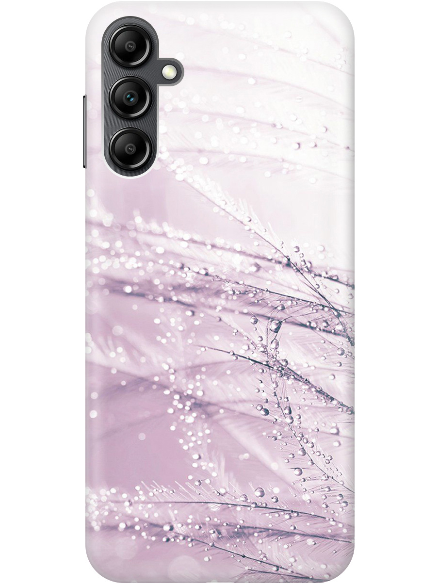 

Силиконовый чехол на Samsung Galaxy A14 с принтом "Капли на розовой траве" прозрачный, Розовый, 20001144