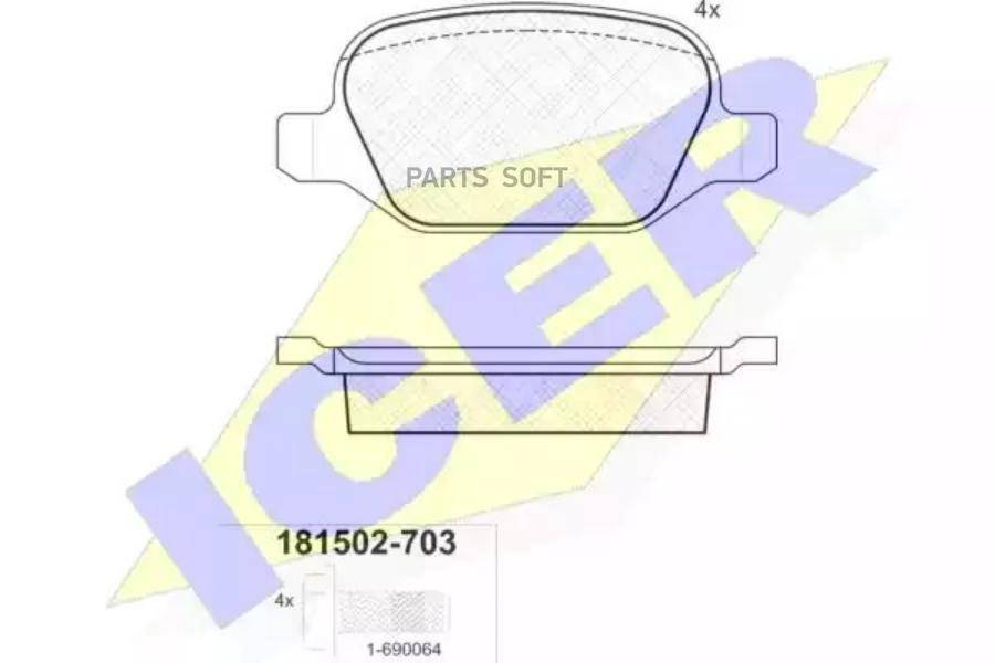 

Колодки Задние Alfa Romeo/Fiat/Lancia Icer 181502-703 Icer арт. 181502-703