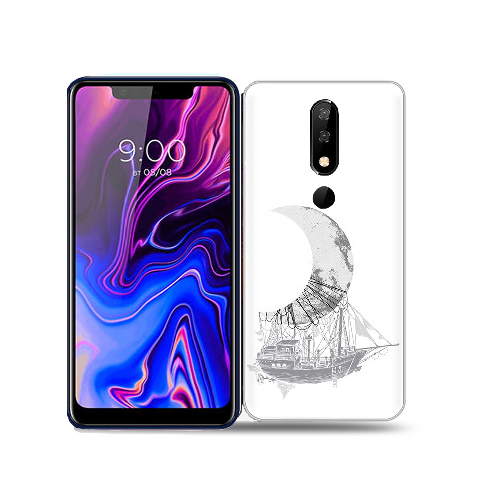

Чехол MyPads Tocco для BQ 5732L черно белый корабль полумесяц, Прозрачный, Tocco