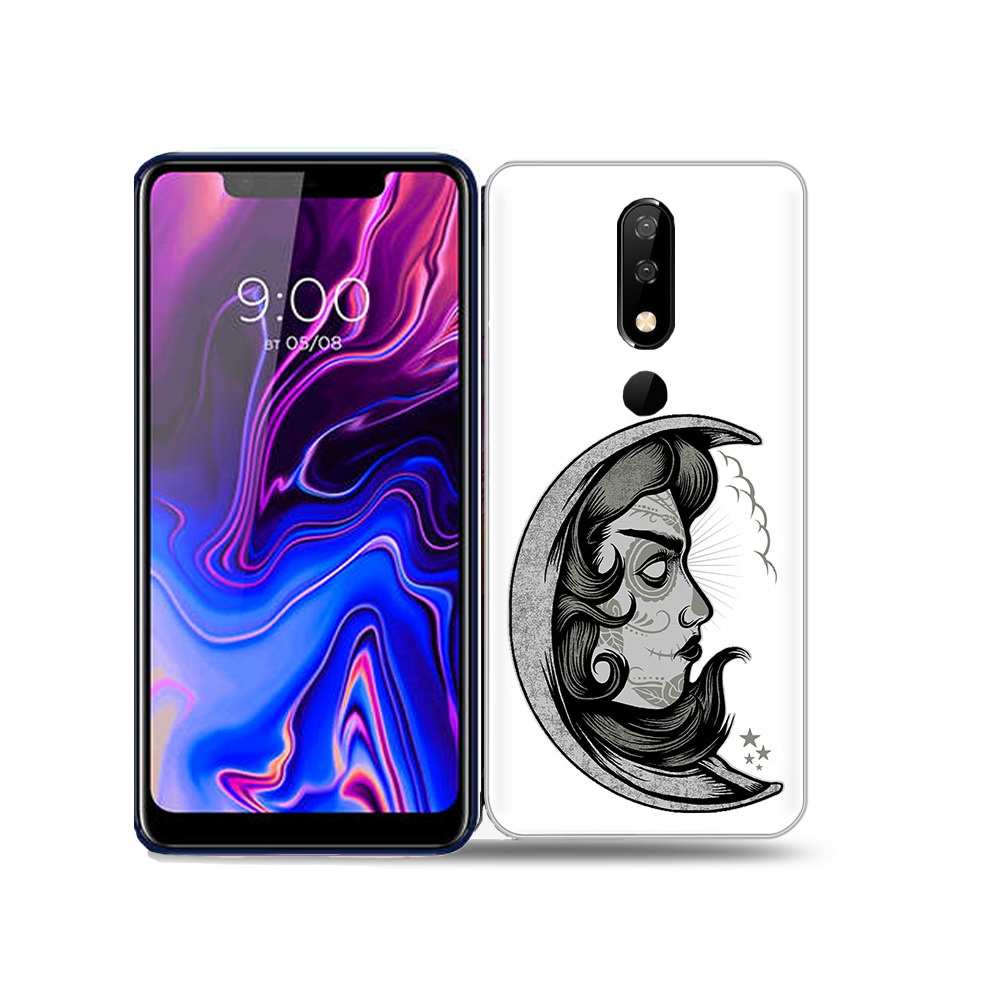 

Чехол MyPads Tocco для BQ 5732L черно белая луна с лицом, Прозрачный, Tocco