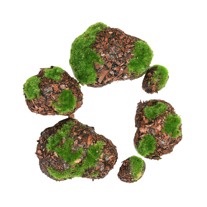 фото Мох искусственный камни с корой набор 6 шт. greengo