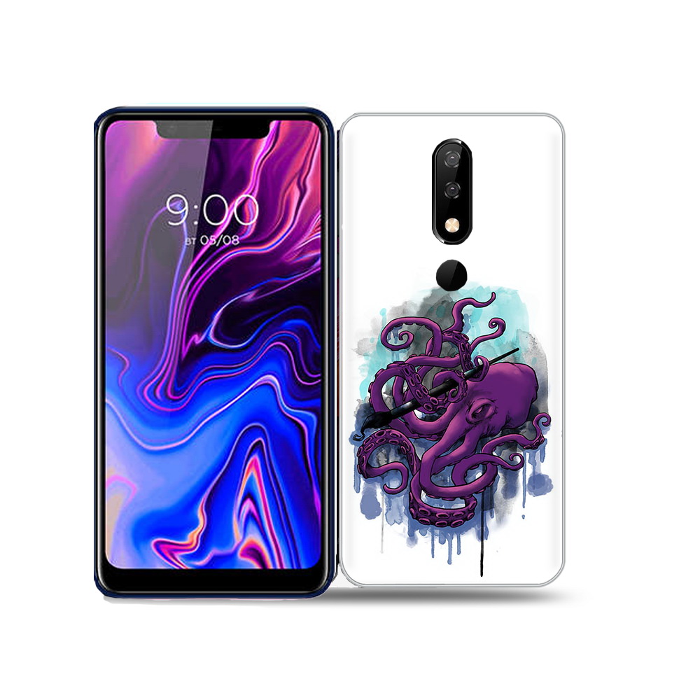 

Чехол MyPads Tocco для BQ 5732L фиолетовый осьминог, Прозрачный, Tocco