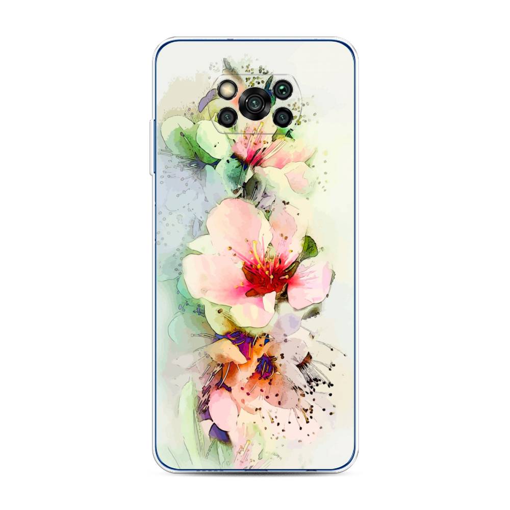 

Чехол для Xiaomi Poco X3/Poco X3 Pro "Нежные цветы", Зеленый;розовый, 39250-2