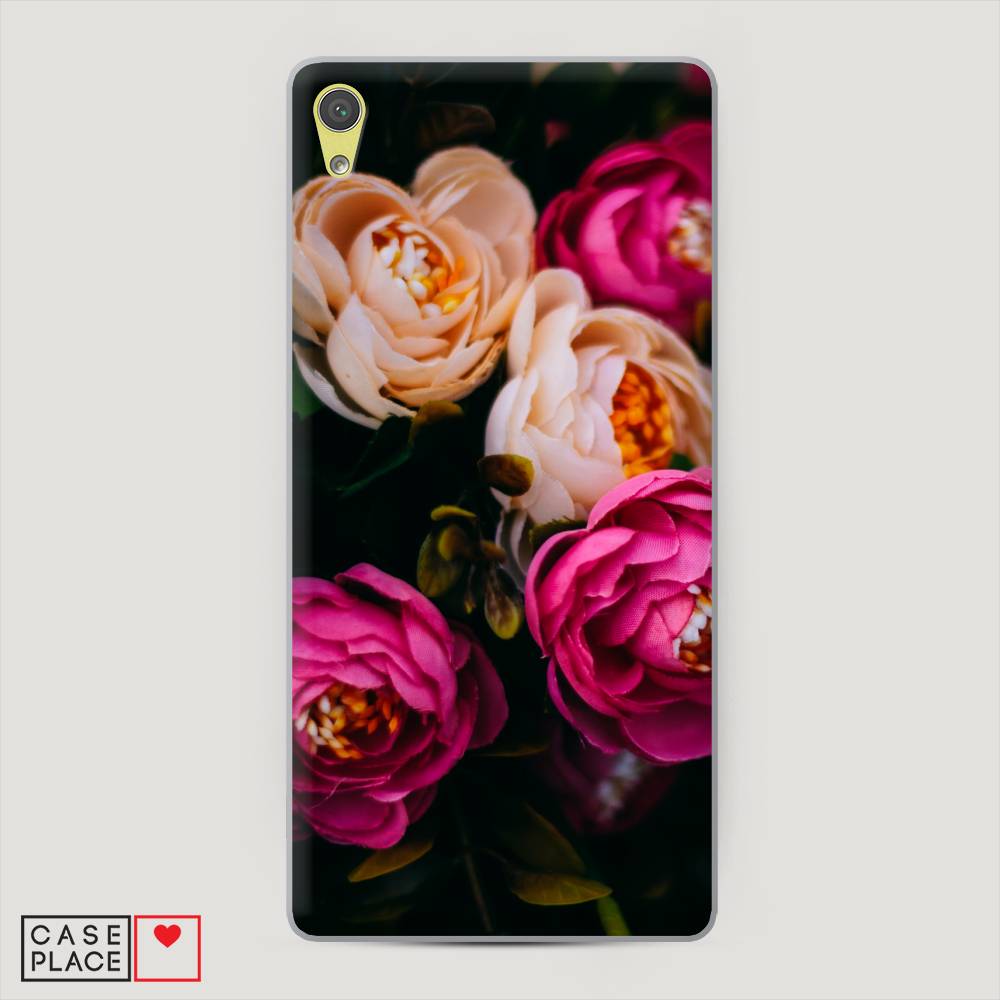

Пластиковый чехол "Розовые пионы на черном" на Sony Xperia XA Ultra