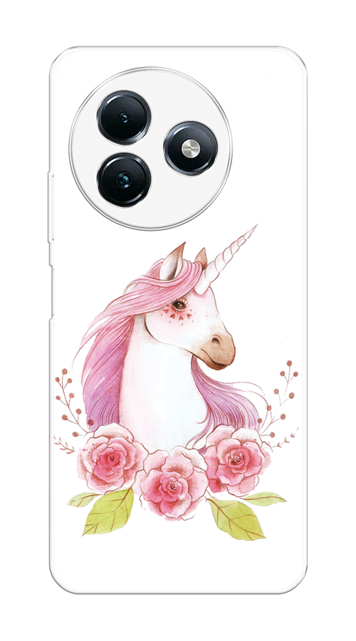 

Чехол на Itel S24 "Единорог цветы", Белый;розовый;серый, 3202050-1