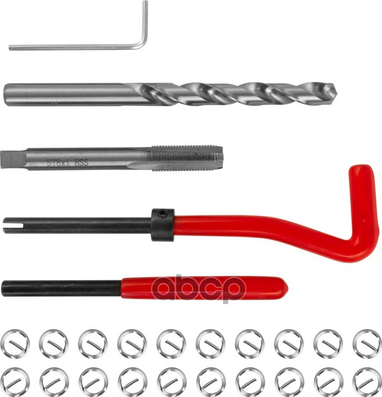 THORVIK Набор для восстановления резьбы 25 пр: M8 x 1 метчик, вороток установочный, вставк