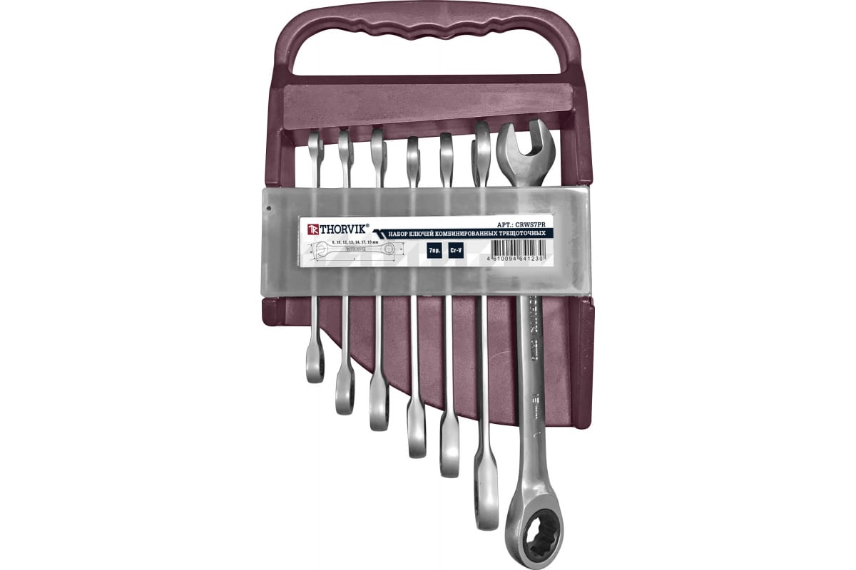 зубная нить в пластиковом держателе набор 30 шт THORVIK Набор ключей комбинированных трещоточных на держателе, 8-19 мм, 7 пр