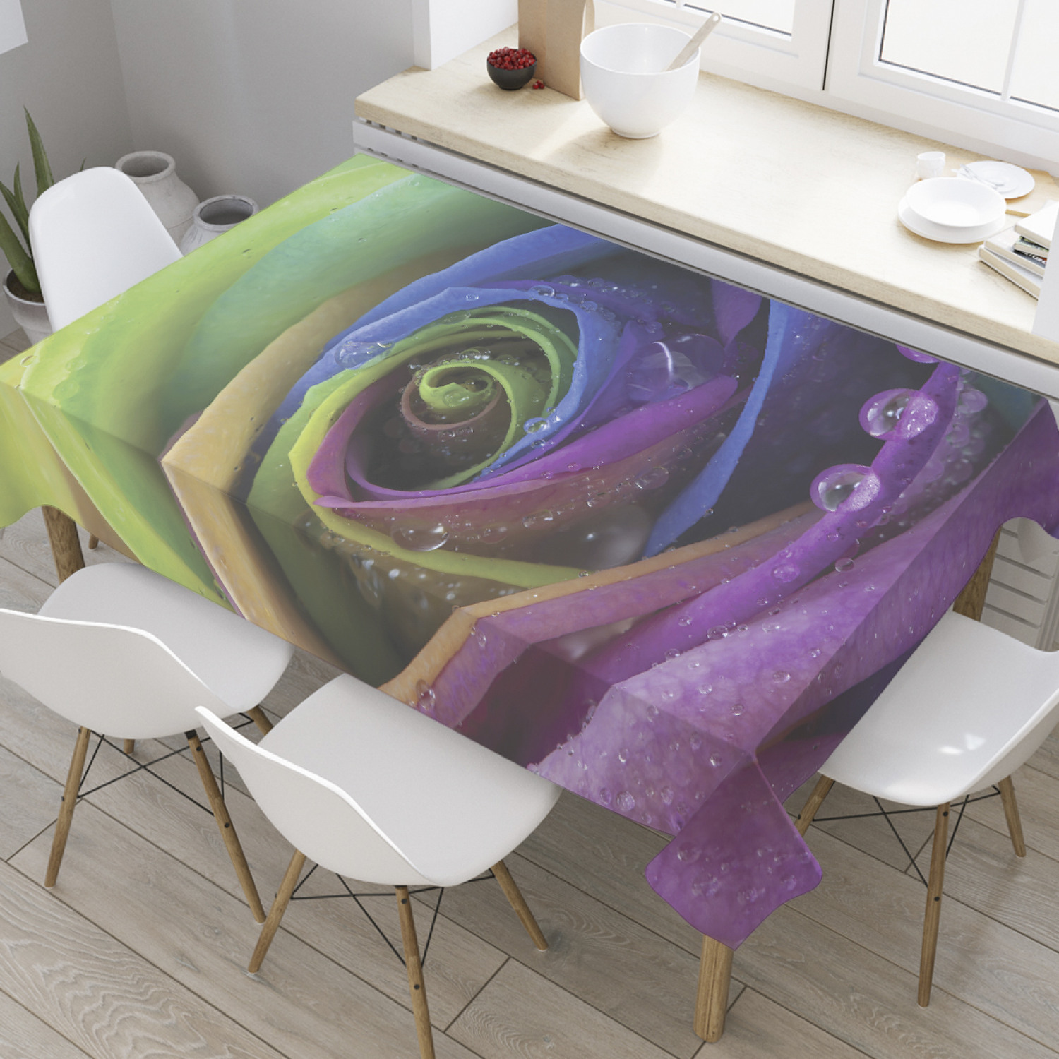 

Скатерть прямоугольная JoyArty "Цветочная спираль" из оксфорда, 120x145 см, Зеленый, Цветочная спираль