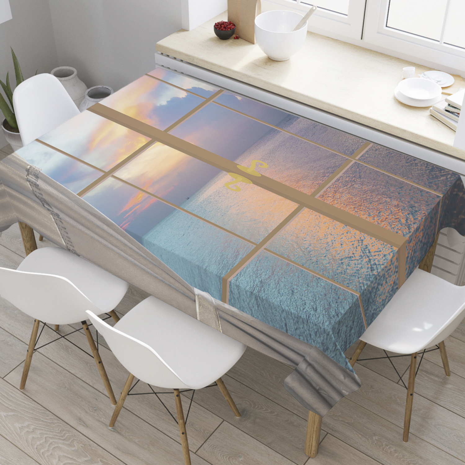 

Скатерть прямоугольная JoyArty "Мысли у окна" из оксфорда, 120x145 см, Серый, Мысли у окна