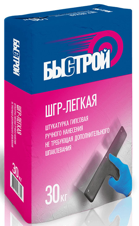 

Штукатурка гипсовая БыстройШГР-легкая 30 кг ручная, Серый