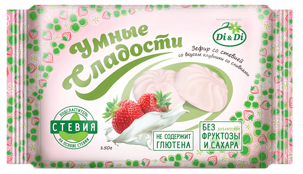 

Зефир Умные сладости Клубника со сливками, 150 г х 2 шт