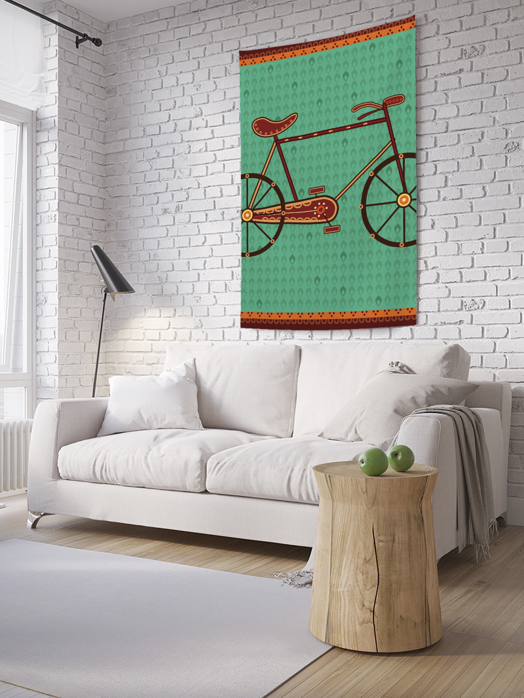 фото Вертикальное фотопанно на стену joyarty "велосипед на ковре", 100x150 см