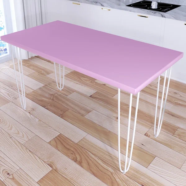 

Стол кухонный Solarius Loft металл-дерево 130х75х75 розовый с белыми ножками-шпильками, Loft
